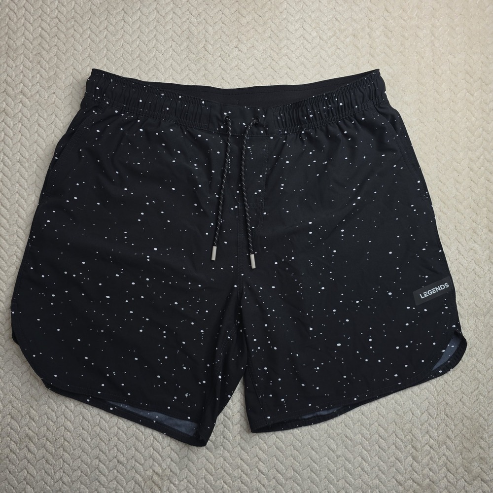 Legends Luka Athletic Shorts Mens XL Black White Paint Splatter 7 Inch Inseam